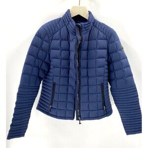 Moose Knuckles Rosemount Navy Blue Quilted Down Jacket Sport Coat Full Zip Sz L